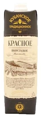 Вино Союз-Вино Кубанское Традиционное красное полусладкое 1000 мл