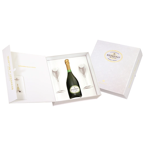 Вино Besserat de Bellefon Cuvee des Moines Brut gift box 2 glass 750мл