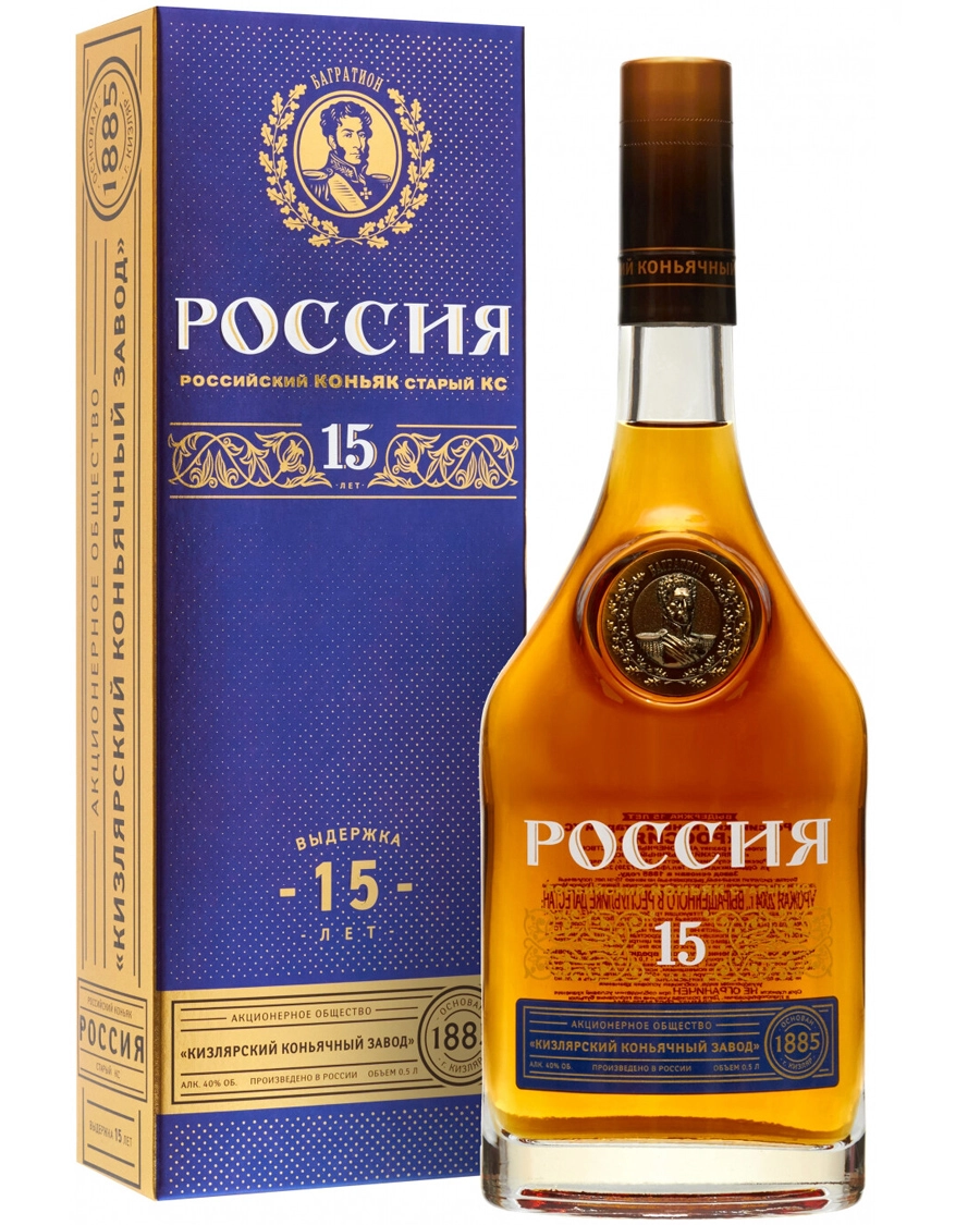 Коньяк  Российский  КС Россия  15лет серия декор  п/у 500 мл