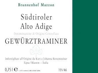 Вино Brunnenhof   Mazzon Gewurztraminer Alto Adige DOC  Брюненхоф Гевюрцтраминер  2012 750 мл