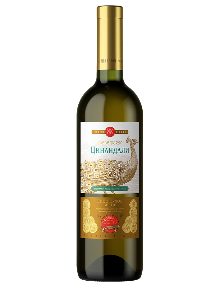 Вино Грузвинпром  Золотой Павлин Цинандали  2017   750  мл