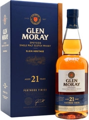 Виски Glen Moray Elgin Heritage Portwood Finish Aged 21 Years gift box   700 мл