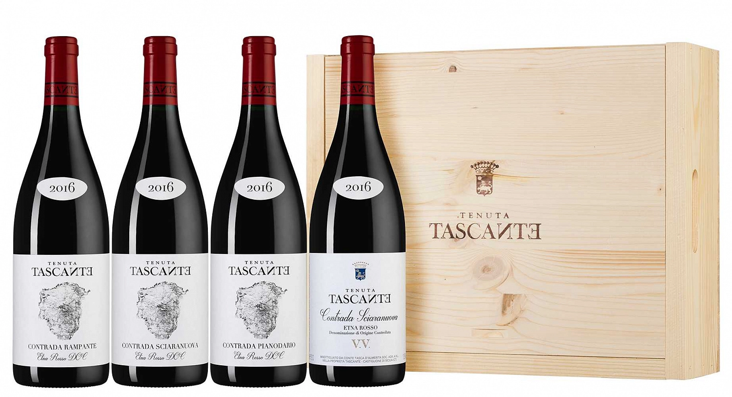 Набор Этна 4 бутылки  в деревянной  коробке