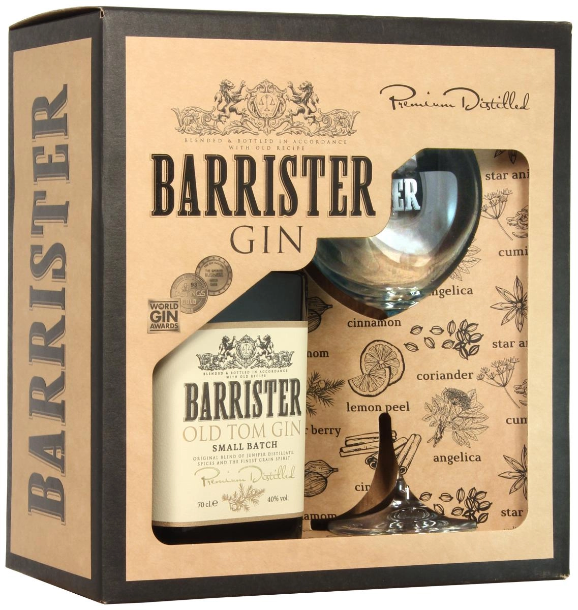 Джин   Кошерный Barrister Old Tom gift box   700 мл + glass