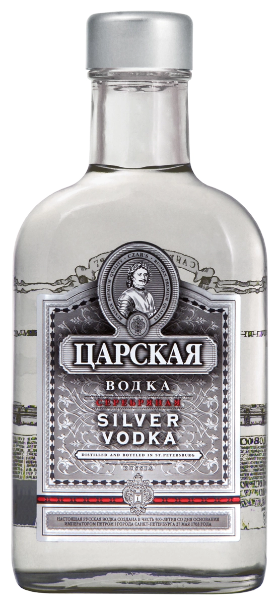 ВОДКА ЦАРСКАЯ СЕРЕБРЯНАЯ фляга 40% 250 мл