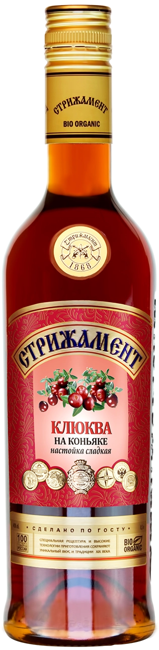 Настойка сладкая Стрижамент Клюква на коньяке 500 мл