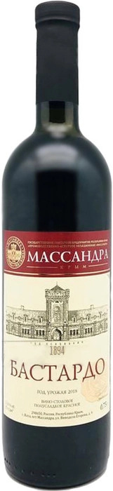 Вино Массандра Бастардо  красное полусладкое  2019  750 мл