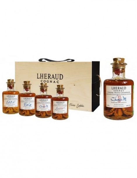 Коньяк Набор Lheraud Cognac ХО gift set wooden box 200 мл 44%