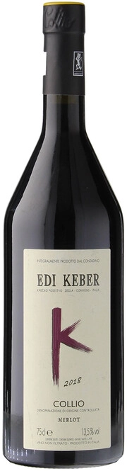 Вино Edi Keber Merlot Collio DOC  13,5%  2018 750 мл