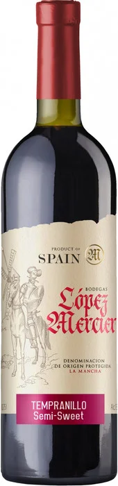Вино Bodegas Lopez Mercier Tempranillo Semi-Sweet La Mancha DO Бодегас Лопес Мерсиер Темпранильо Полусладкое 750 мл