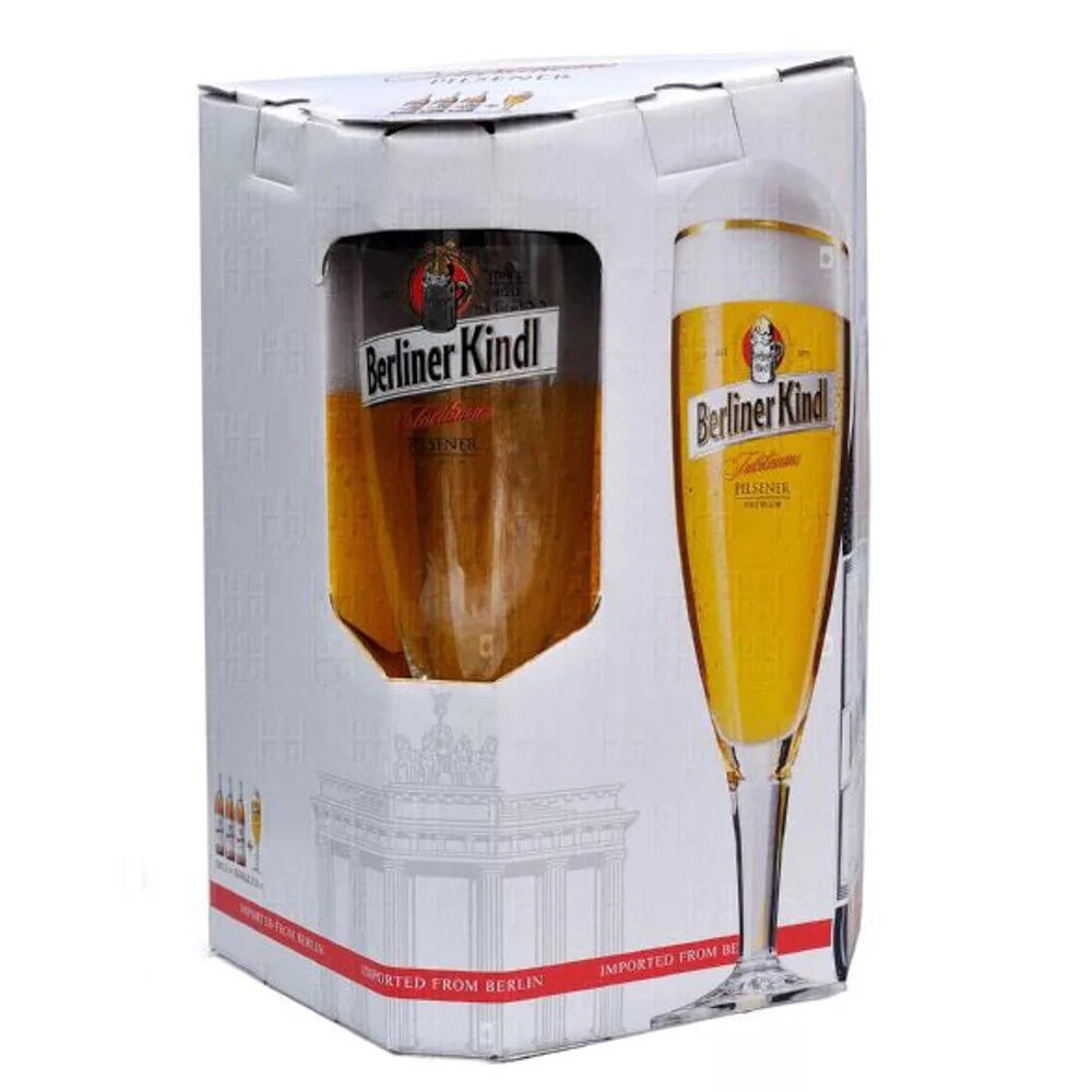 Пиво Berliner Kindl Jubilaums Pilsener Premium Берлинер Киндл Юбилейный Пилсенер Премиум 3 х 500 мл в подарочной упаковке с бокалом 500 мл