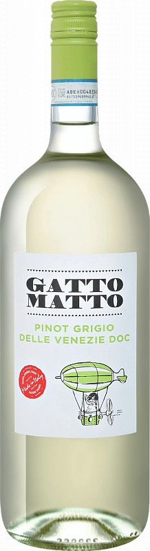 Вино Villa degli Olmi  Gatto Matto Pinot Grigio Delle Venezie DOC  Вилла Дельи Ольми  Гатто Матто Пино Гриджо Делле Венецие 2018  1500 мл