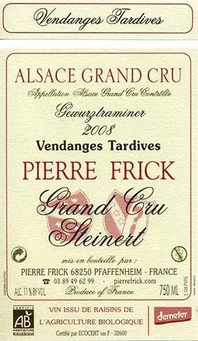 Вино Pierre Frick Gewurztraminer Alsace AOC Пьер Фрик Гевюрцтраминер 2008 750 мл