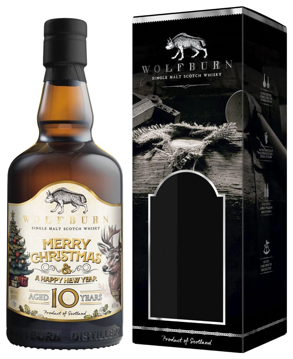 Виски Wolfburn 10 Years Old Merry Christmas gift in box  700 мл
