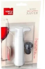 Вакуумный насос VacuVin Wine Saver Blister White (1 pump, 1 st.), цвет: белый, блистер (1 насос+1 пробка)