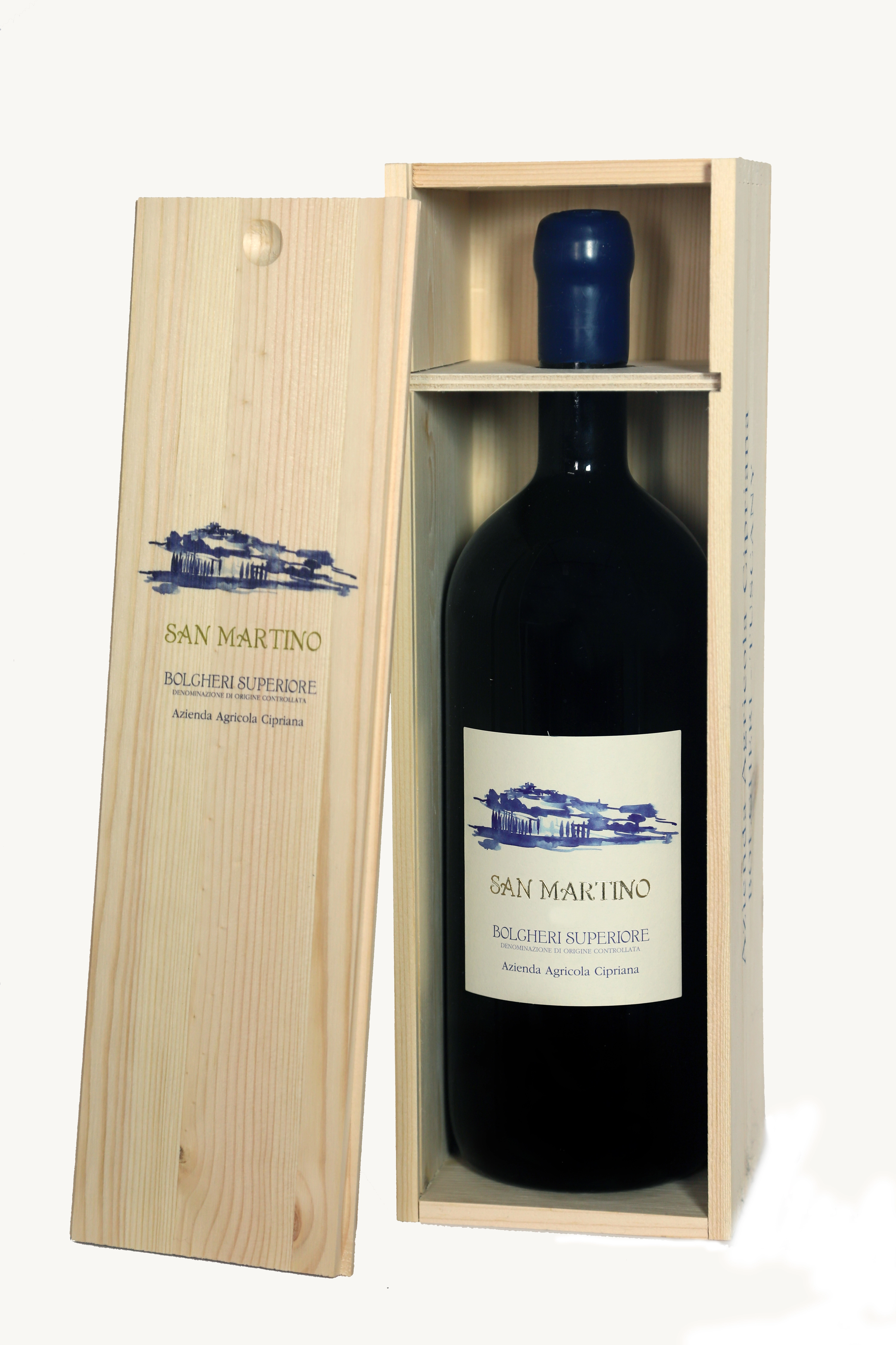 Вино La Cipriana San Martino Bolgheri Superiore  Ла Киприана  Сан Мартино   Болгери Супериоре  в деревянной коробке 2017 1500 мл