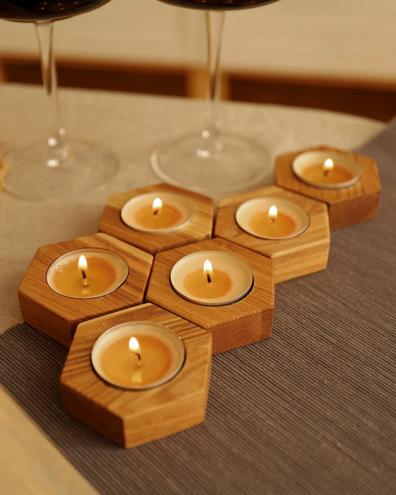 Шестигранные подсвечники    Welovewood   6 шт  Натуральный цвет