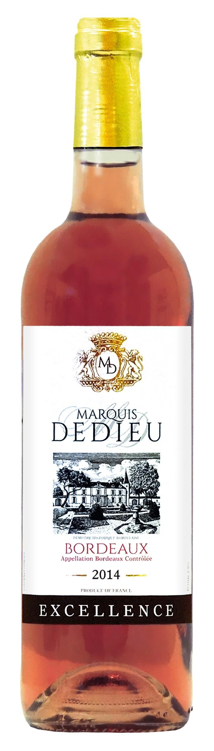 Вино SARL "EUROVINS", MARQUIS DEDIEU Rose Sec, САРЛ "ЕВРОВИН", МАРКИЗ ДЕДЬЁ розовое сухое, 2014 0,75