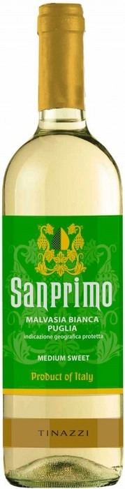 Вино Tinazzi  Sanprimo Malvasia Bianca Medium Sweet  Puglia IGP Санпримо Мальвазия Бьянка Полусладкое 2019 750 мл