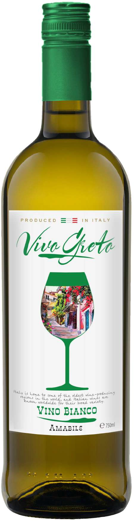 Вино Vivo Greto Cantina VR  Виво Грето Кантина ВР белое полусладкое 750 мл