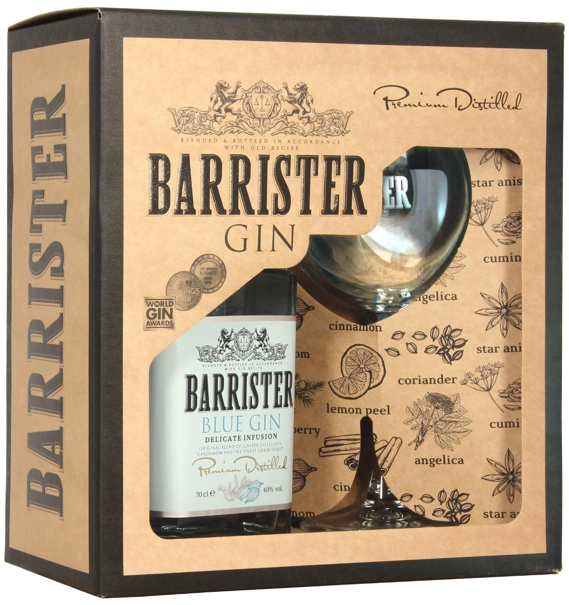 Джин  Кошерный  Barrister Blue Gin gift box  700 мл + glass