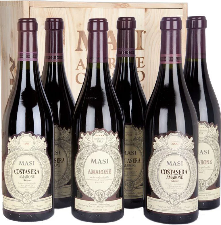 Винный набор Masi, "Costasera Amarone Classico", Набор из шести бутылок вина "Костасера Амароне Классико" в деревянном ящике