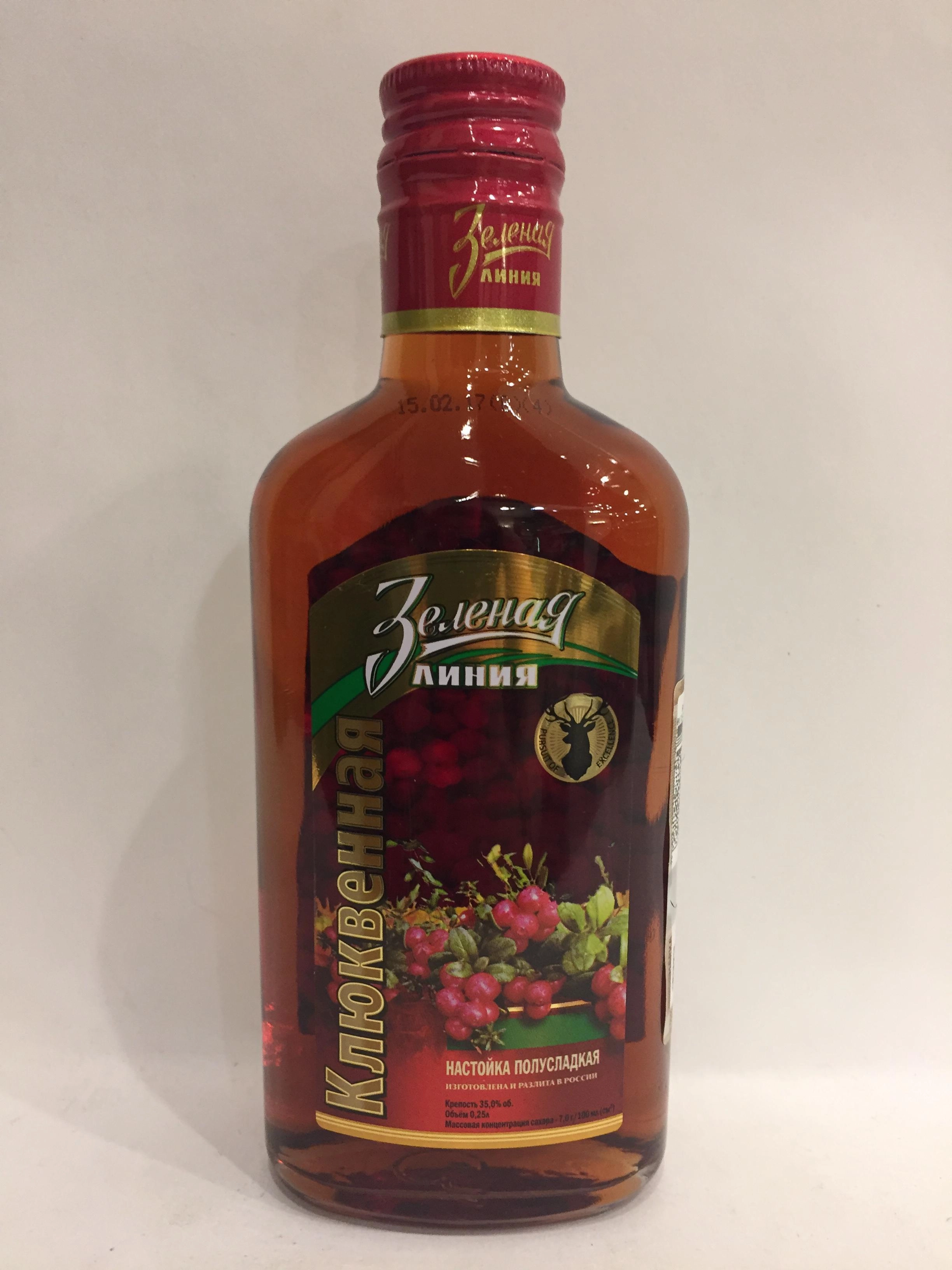 Настойка полусладкая Зеленая Линия Клюквенная 250 мл