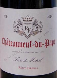 Вино Remy Ferbras Terre de Mistral Chateauneuf-du-Pape AOC  Реми Фербра Терр де Мистраль Шатонеф-дю-Пап 2017  750 мл