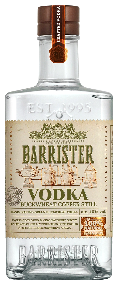 Водка Барристер  Кошерная  Гречишная Коппер Стилл 500 мл 40 %