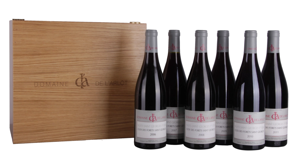 Набор вин Domaine de l'Arlot, Clos des Forets Nuits-Saint-Georges 1er Cru в п/у дерево (6 бут.) 2006-2011