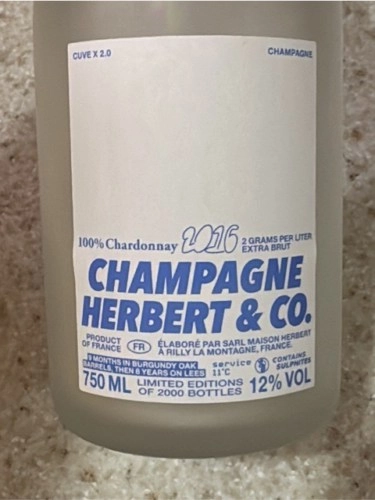Шампанское Champagne Herbert & Co. Cuve X 2.0 Blanc de Blancs Extra Brut wooden box  2016  750 мл 