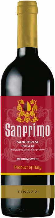 Вино Tinazzi  Sanprimo Sangiovese Medium Sweet Puglia IGP Санпримо Санджовезе Полусладкое 2020 750 мл