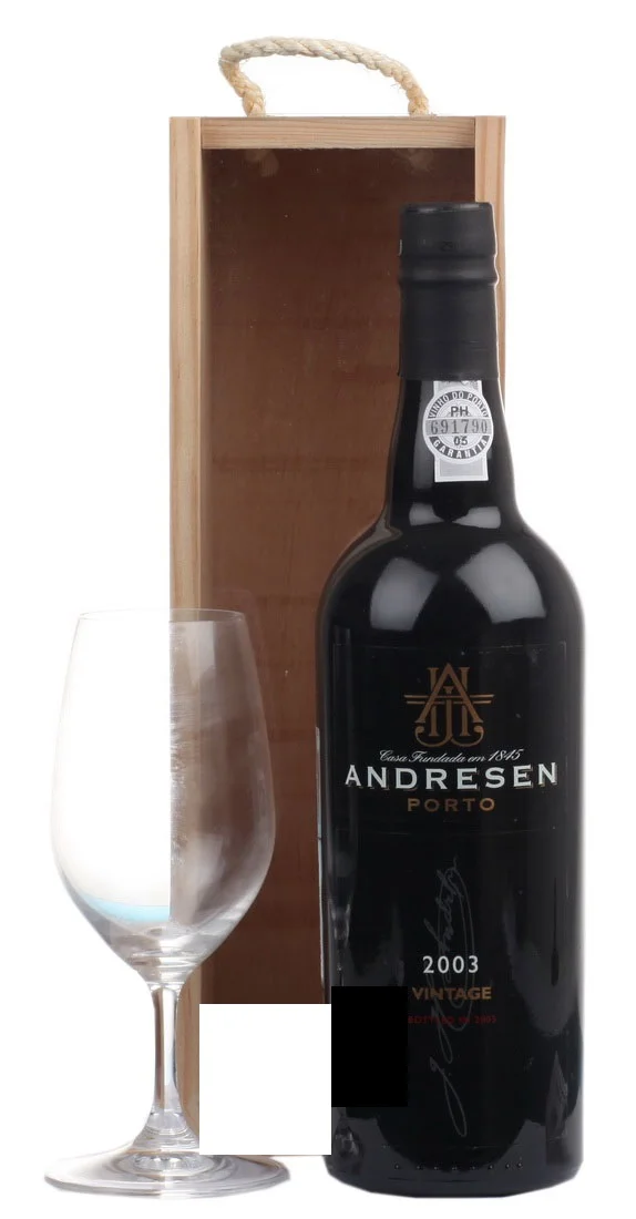 Вино Andresen Vintage Port wooden in box Андерсен Винтаж Порт 2003 в деревянной коробке 750 мл