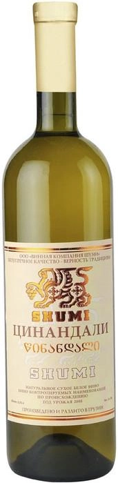 Вино Shumi Tsinandali White Dry Шуми Цинандали  2018 750 мл