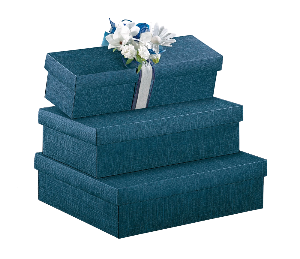 Подарочная упаковка Scotton Fondo/Coperto 3 bottiglie  Juta Blu Коробка на 3 бутылки  Юта Блю  с крышкой
