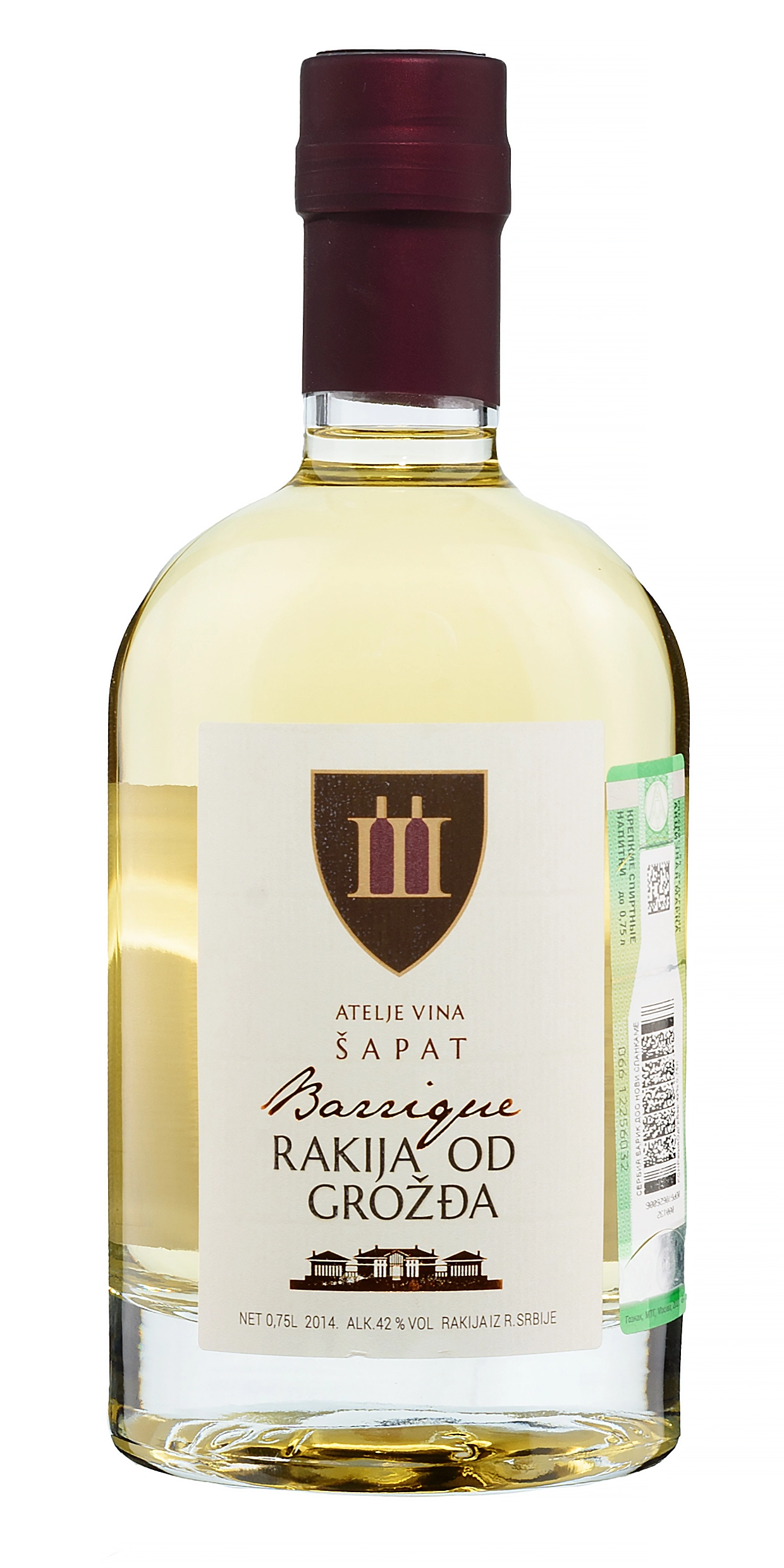 Бренди Atelje Vina Sapat   Rakija od Grozda Barrique 2014   750 мл