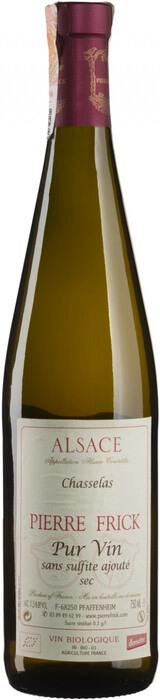 Вино Pierre Frick, Chasselas, Alsace AOC  Pur Vin Sans Sulfite Ajoute Пьер Фрик Шасла  2018 750 мл
