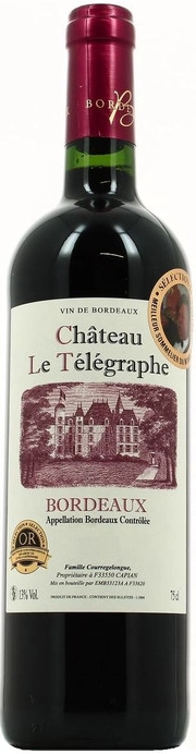 Вино   Chateau le Telegraphe, Bordeaux AOC  Шато лё Телеграф  Бордо   2018 750 мл