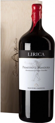 Вино Produttori di Manduria  Lirica Primitivo di Manduria DOP в деревянном футляре 2020 15000 мл 14,5%