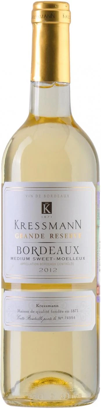Вино Kressmann Grande Reserve Bordeaux AOC demi-sec  КРЕССМАНН ГРАНД РЕЗЕРВ Бордо AOC 2014 г белое сухое 750 мл