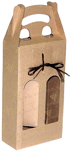 Подарочная коробка микрогофра с декором на 2  бутылки (16 х 29 (39) х 7 см)