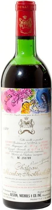 Вино Chateau Mouton Rothschild, Pauillac AOC Premier Grand Cru Classe Шато Мутон Ротшильд, 1970