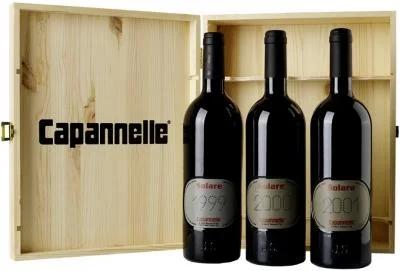 Винный набор Capannelle Solare  set of 3 bottles   wooden box Капаннелле Соларе  сет из трех бутылок в деревянной коробке 1999   2000   2001