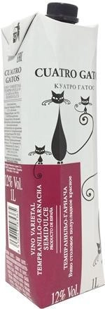 Вино Cuatro Gatos Tempranillo - Garnacha  1000 мл