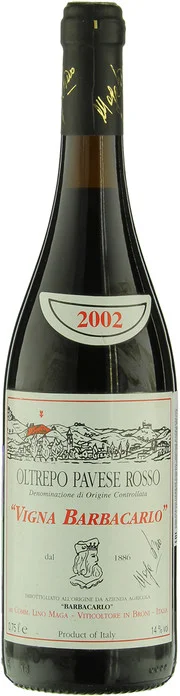 Вино Lino Maga  Вино "Vigna Barbacarlo", Oltrepo Pavese Rosso DOC  Лино Мага Винья Барбакарло Ольтрепо Павезе Россо 2002    750 мл