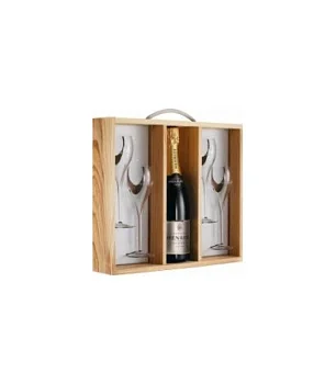 Шампанское Henriot Brut Rose with box плюс 4 бокалами-флюте в подарочной коробке