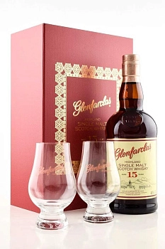 Виски Glenfarclas 15 years Гленфарклас 15 лет в подарочной упаковке с 2 бокалами 700 мл