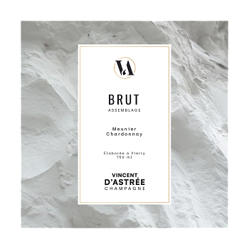 Вино игристое Champagne Vincent d'Astrée  Assemblage Meunier Chardonnay Brut  2018 750 ил 12%