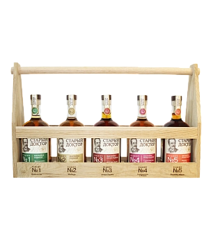 Деревянный подарочный сет Старый Доктор 5 бут. × 500 мл