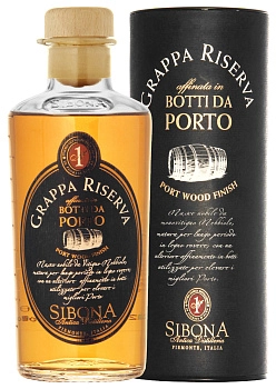 Граппа Sibona Riserva Port  Wood Finish metal 4 year  gift box  1500 мл